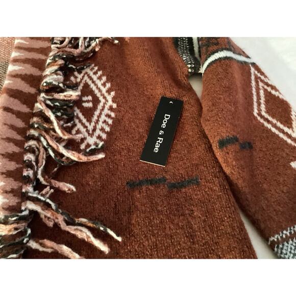 NEW DOE & RAE SOFT WARM AZTEC SWEATER CARDIGAN - OPEN FIT & stretchy‎ Sz- L - Picture 2 of 7